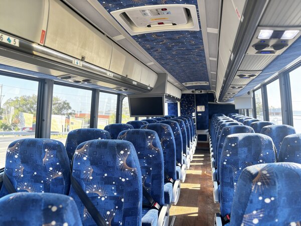 55 passenger charter bus inside
